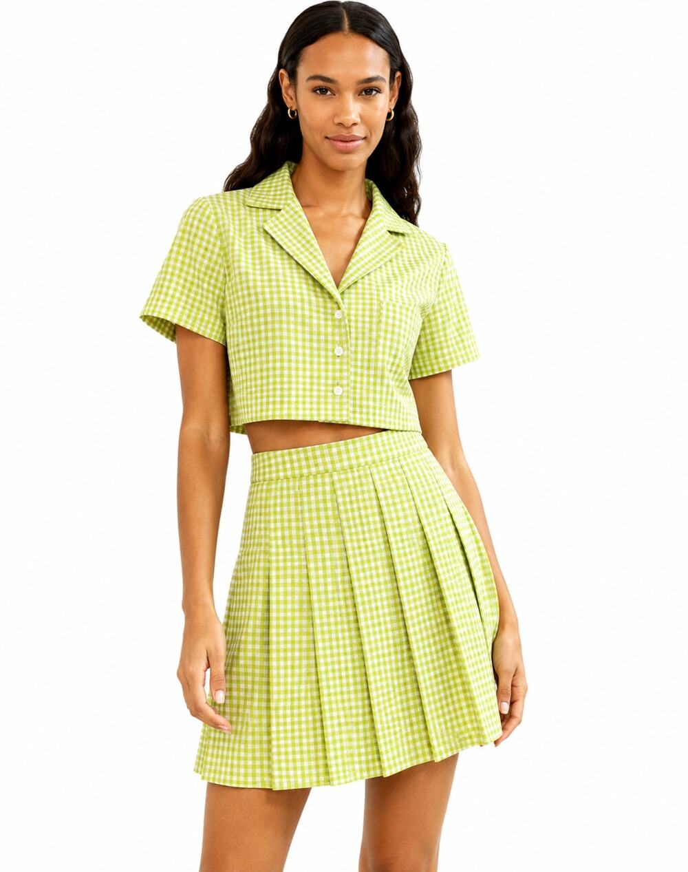 Aritzia Sunday Best Gingham Set Tenniscore Coquette Y2K‎ Size XS/0 Green